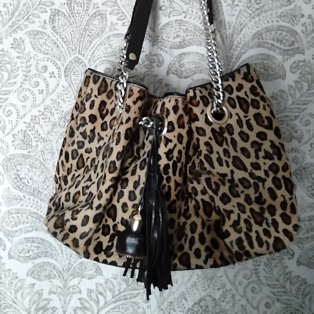 Roberta Gandolfi Leopard Print Real Leather Italian Handbag